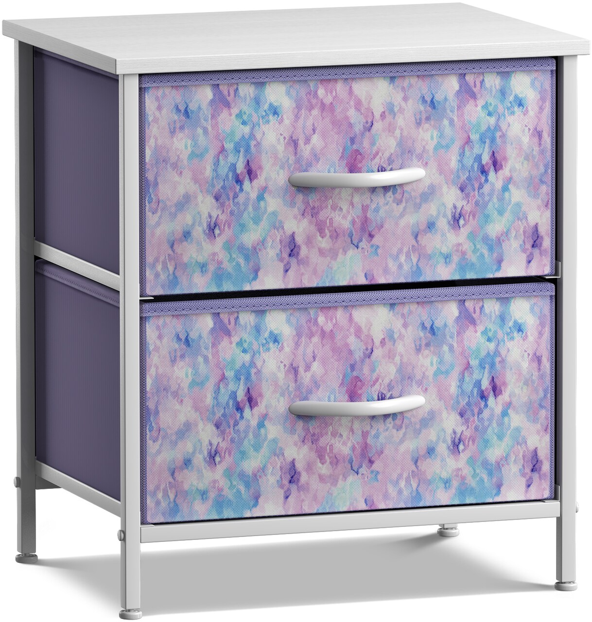 Sorbus Nightstand with 2 Drawers - Steel Frame, Wood Top & Easy Pull Fabric Bins - Great for Home, Bedroom, Office & College Dorm
